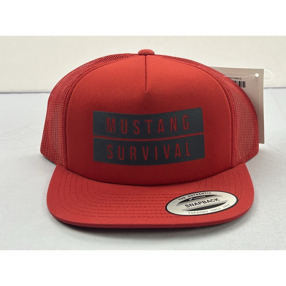 Mustang Survival Trucker Hat Red Snapback Yupoong Classics Mesh Cap New Tags
